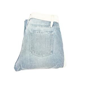 Frame Le Crop Mini Boot LCMBIBR439  Olin Two-Tone Denim Jeans Raw Hem Size 25